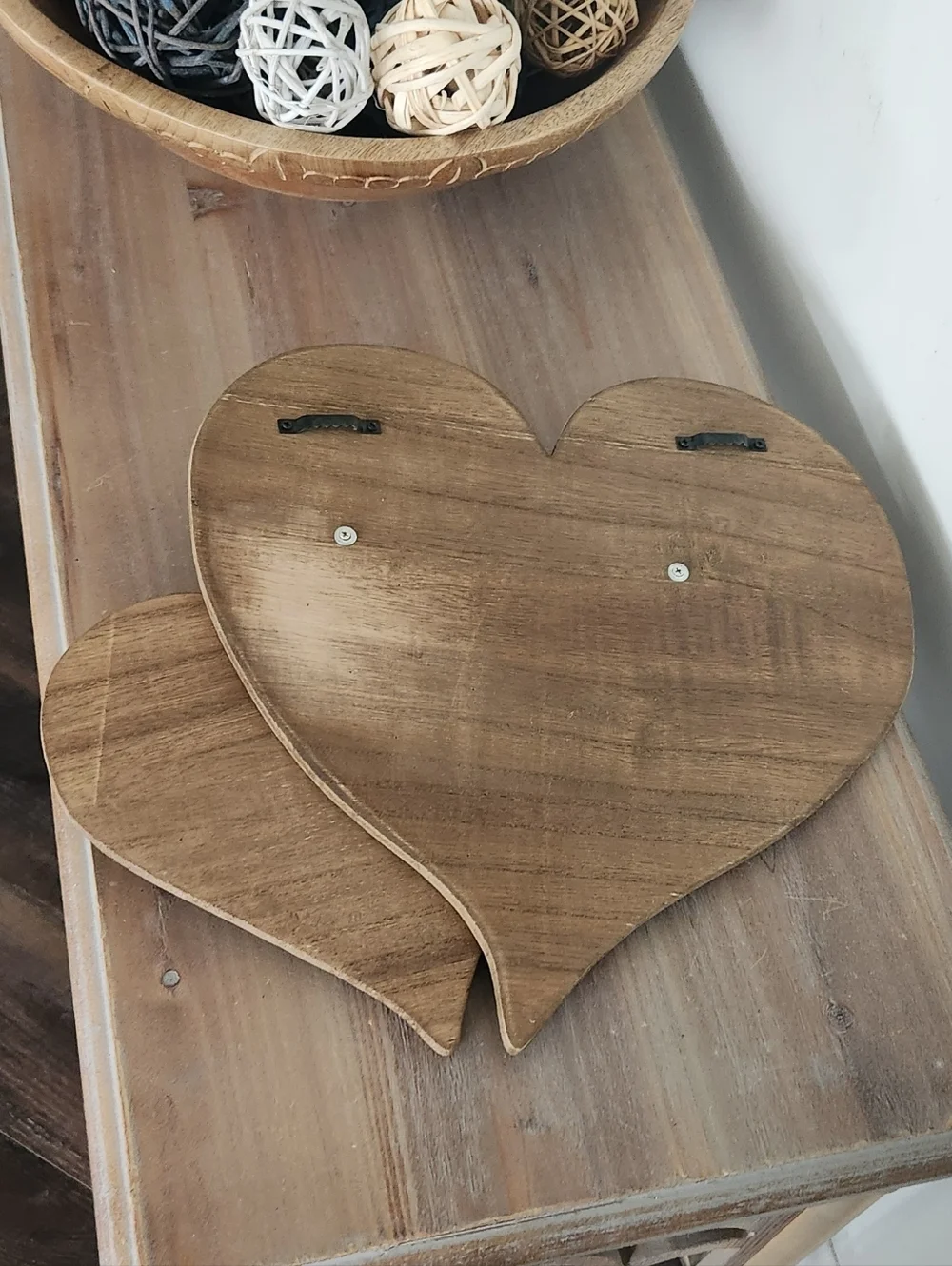 Rustic Double Wood Heart Photo Holder ✨ I Love Us ✨ Farmhouse Decor Anniversary